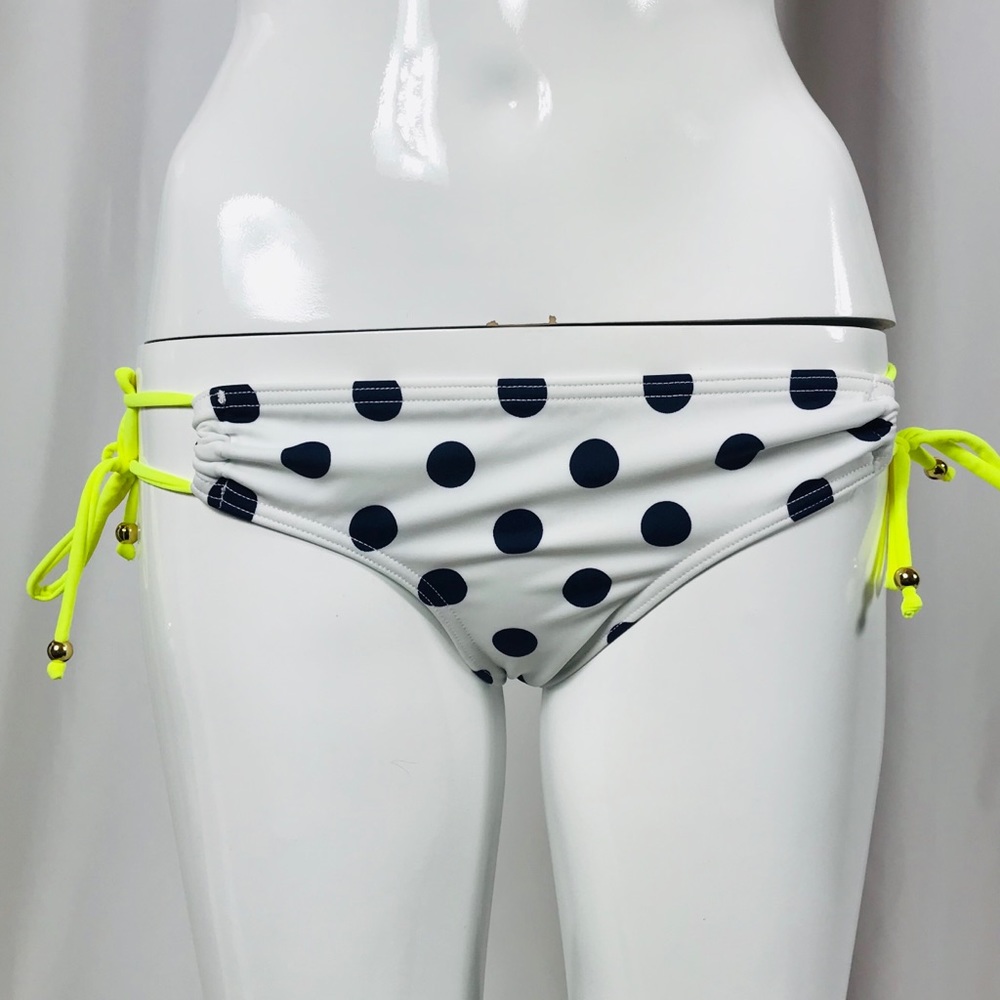 White and Navy blue polka dots bikini bottoms